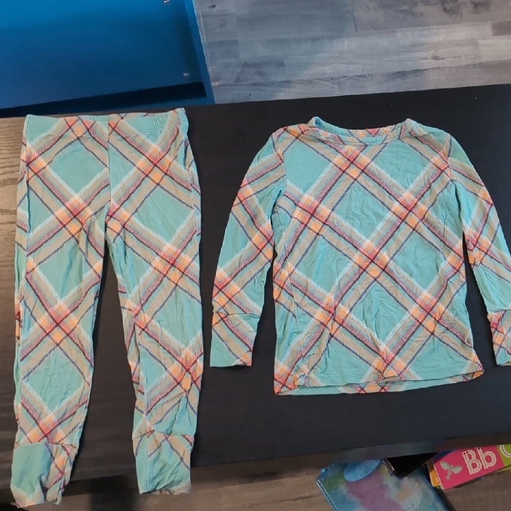 Posh Peanut Aqua Plaid Kids Pajama Set